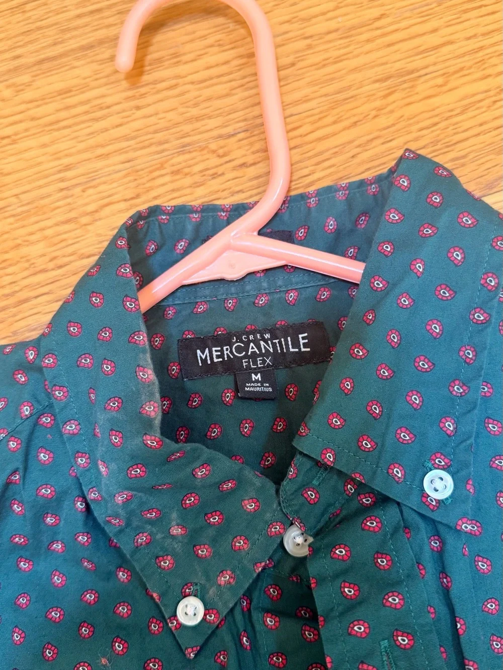 J. Crew Dark Green Printed Long-Sleeve Button-Down Shirt